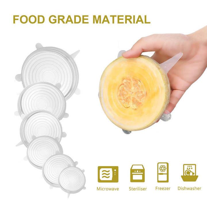Silicone Stretch Lids 6 Pcs Food Grade - AccessCuisine