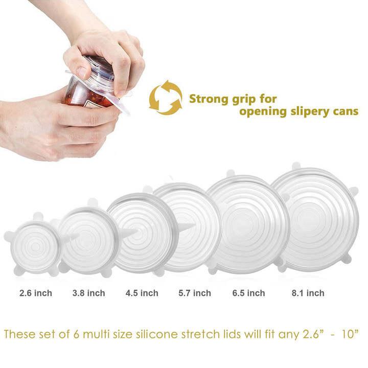 Silicone Stretch Lids 6 Pcs 6 Different Sizes - AccessCuisine