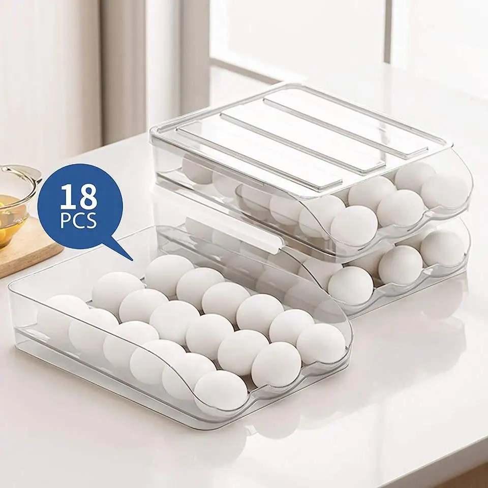 Large Capacity Egg Holder for Refrigerator, 36 Egg Container for  Refrigerator, 2 Layer Sliding Egg Storage Box for Fridge, Clear Plastic  Refrigerator