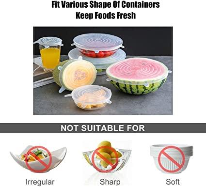 6pcs Multifunctional Silicone Stretch Lids, Fresh-keeping Reusable Durable  Food Storage Lids For Bowls, Silicone Lid Cover, Silicone Food Packaging