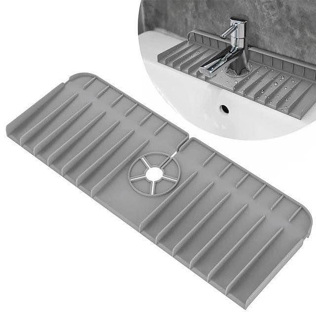 Silicone Sink Mat Kitchen Sink Protector Mat DIY Drain Hole Large Faucet  Splash Guard And Draining Pad Table Heat Insulation Pad